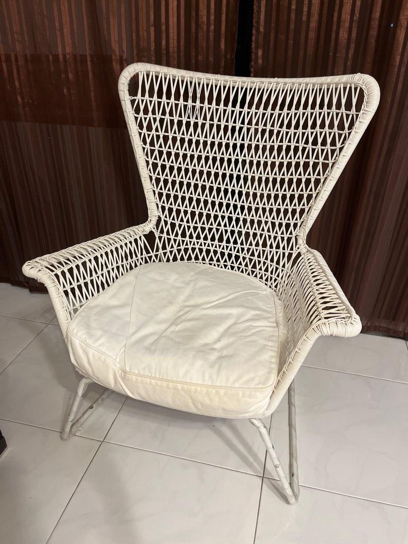 Ikea White Rattan Chair, Furniture & Home Living, Furniture, Chairs on Carousell