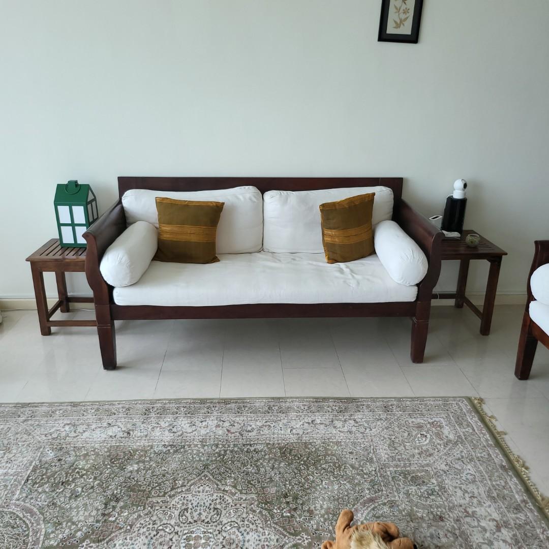 Indian Wood Sofa - 9 Years Old, Decently Maintained, Furniture & Home  Living, Furniture, Sofas On Carousell