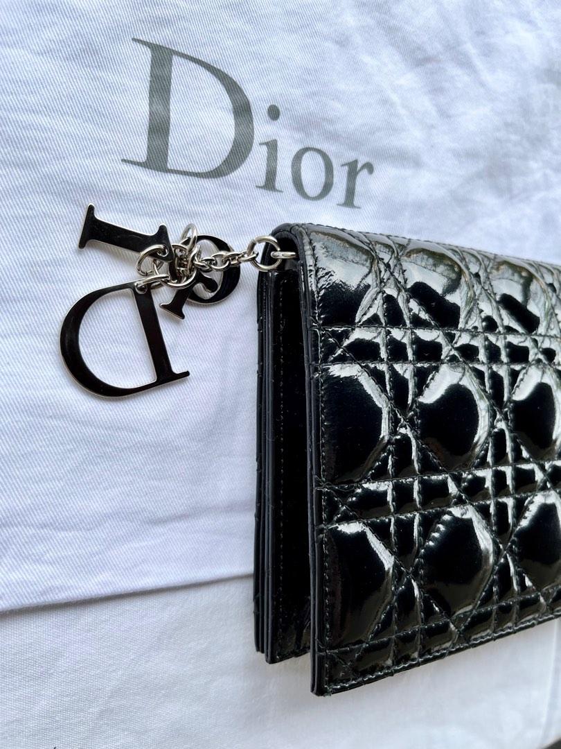 Lady Dior Rouge Foncé Evening Bag With Long Chain