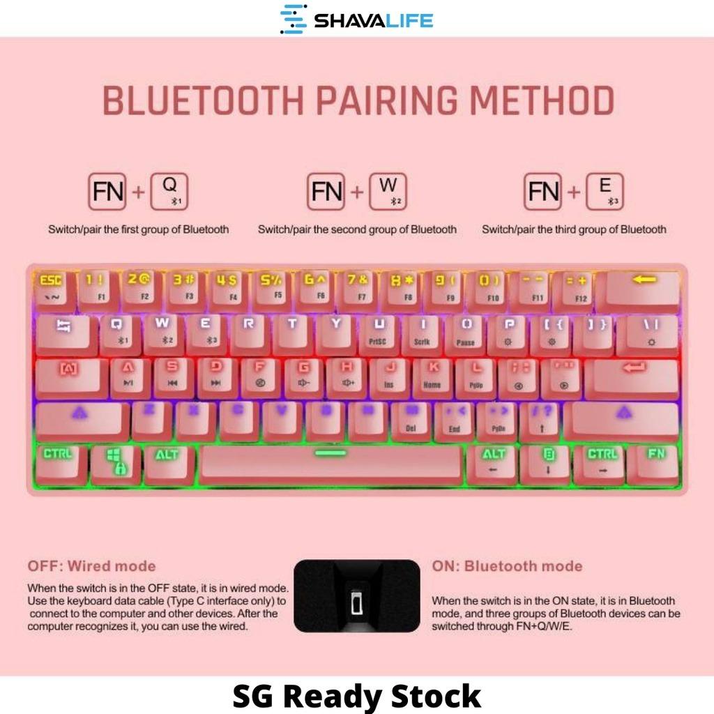 LEAVEN Bluetooth Wireless Keyboard with Mechanical Switches RGB LED