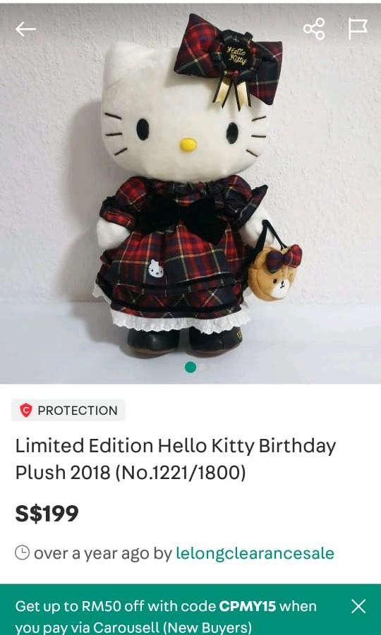 Hello kitty birthday plush on sale