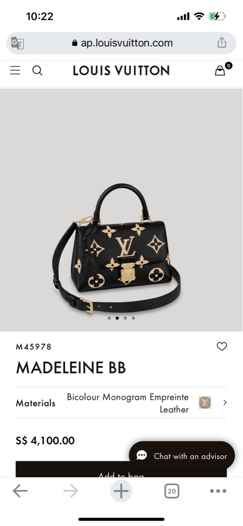 Louis Vuitton M45978 Madeleine Bb , Black, One Size