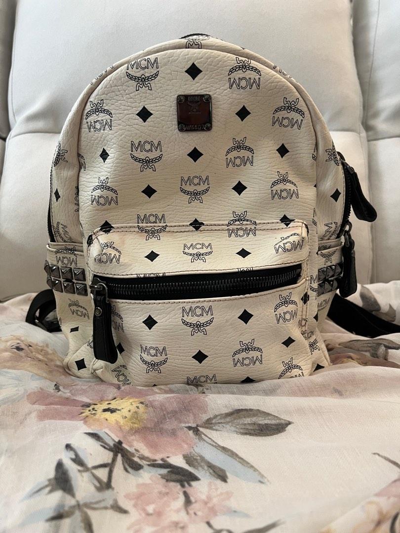 Mcm white studded backpack clearance