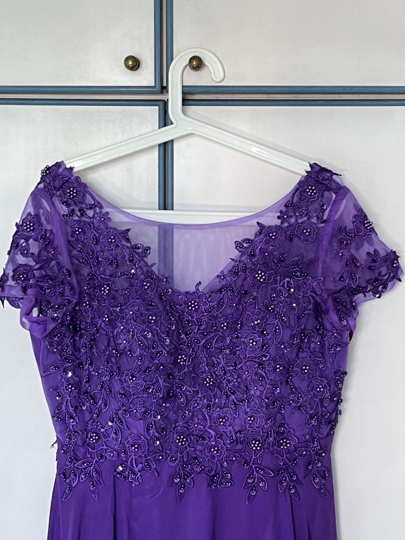 Purple mother of bride groom evening dress Women s Fashion