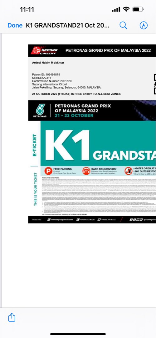 Moto GP Ticket K1 Grandstand, Tickets & Vouchers, Event Tickets on