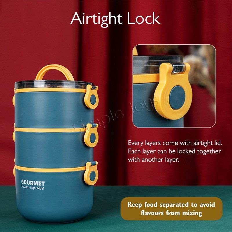 Multi Layer Lunch Box Tingkat Stackable Portable Bento Food Jar BWZ1741 ...