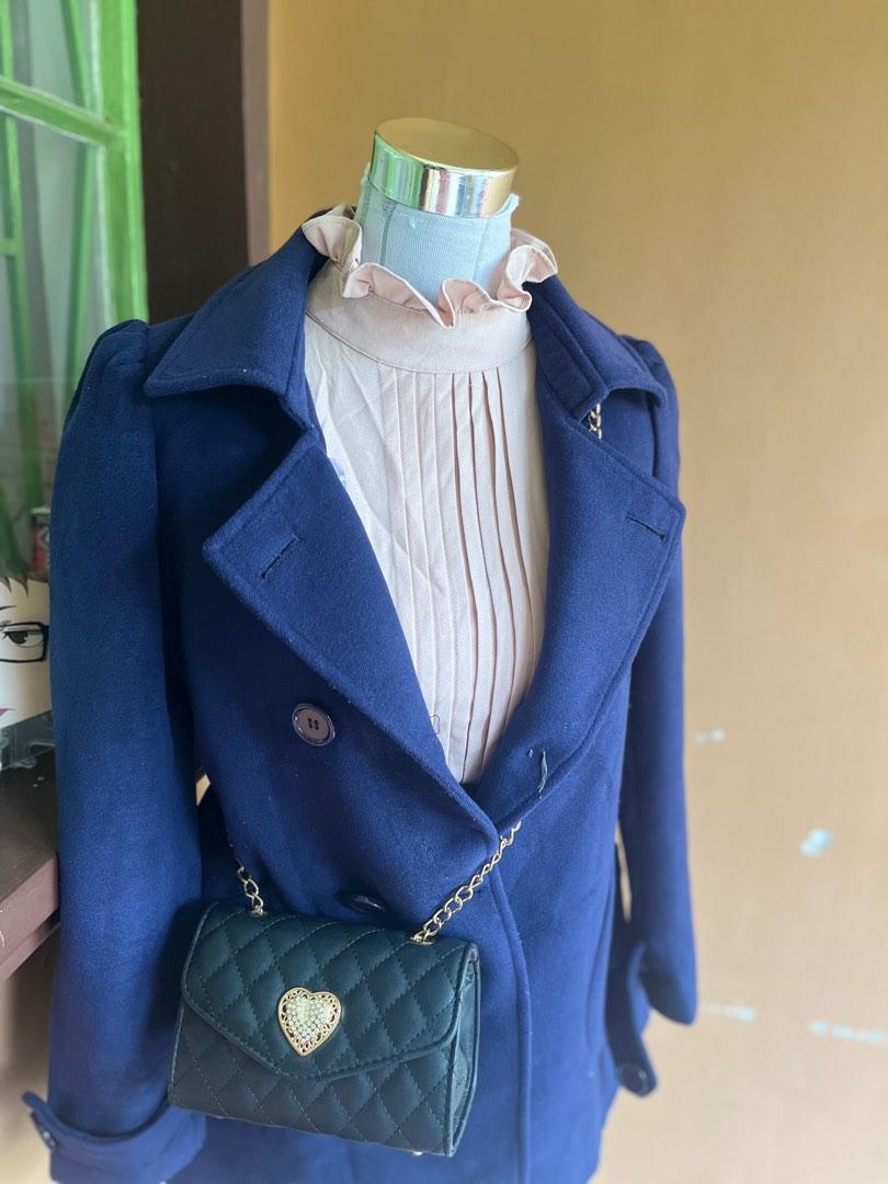 Navy Blue Coat for 129, Women's Fashion, Coats, Jackets and Outerwear on Carousell