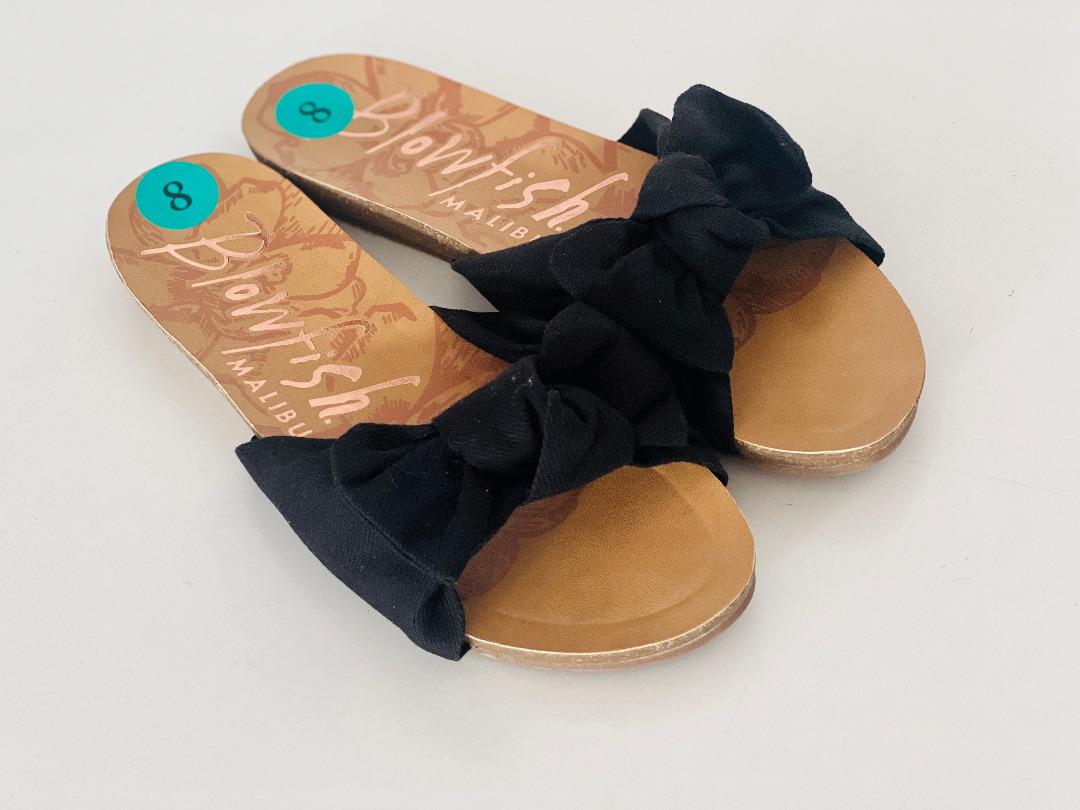NEW BLOWFISH MALIBU BLACK BOW SLIP ON BEACH CASUAL SLIDES SANDALS