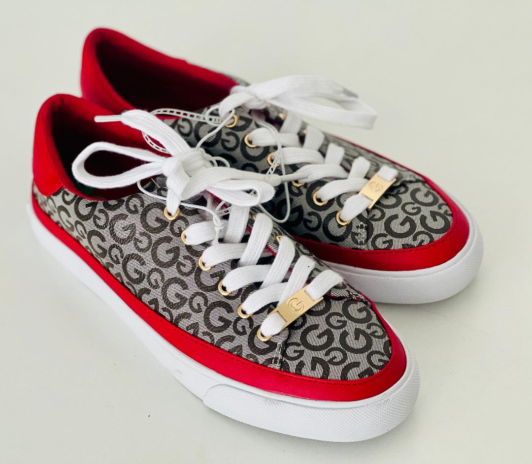 Red guess tennis shoes deals