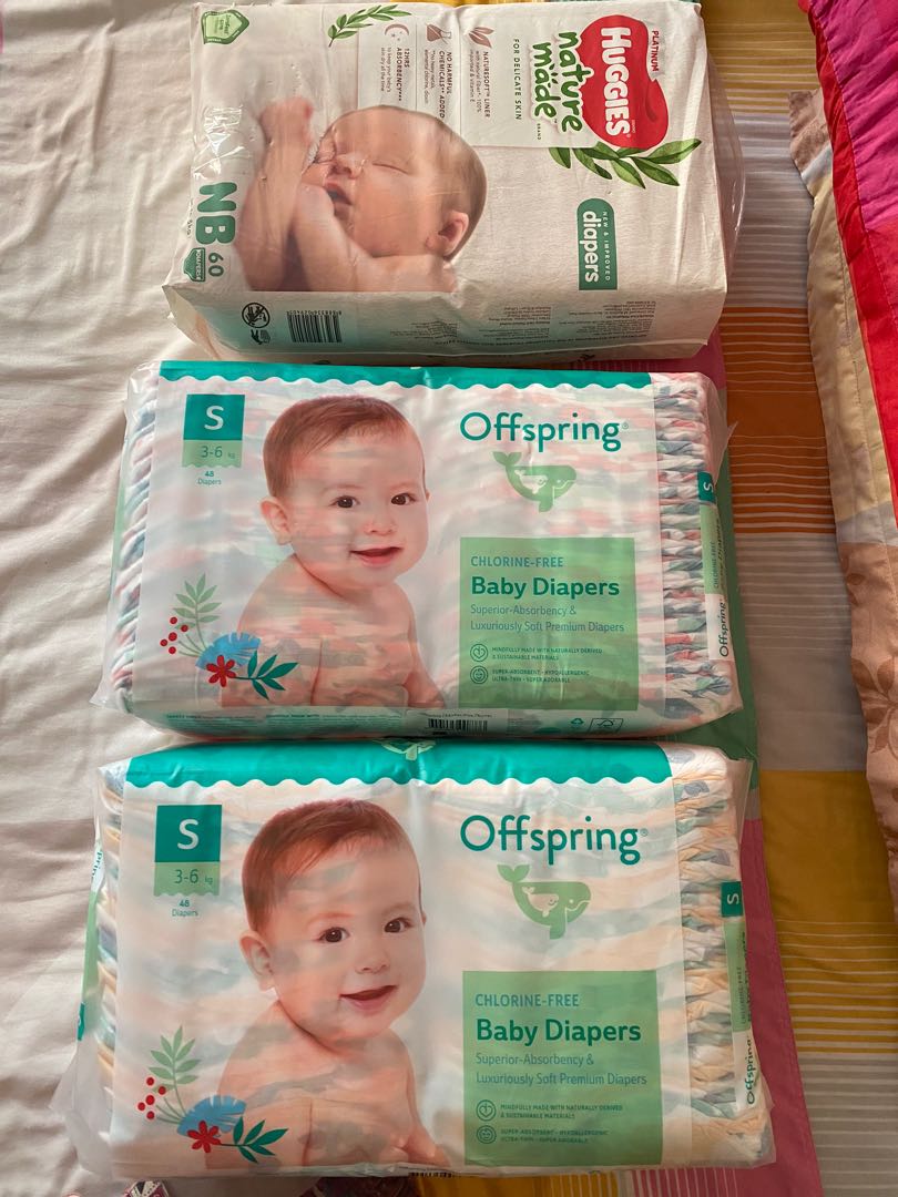 Luxurious super soft eco friendly Offspring and Huggies Diapers, Babies