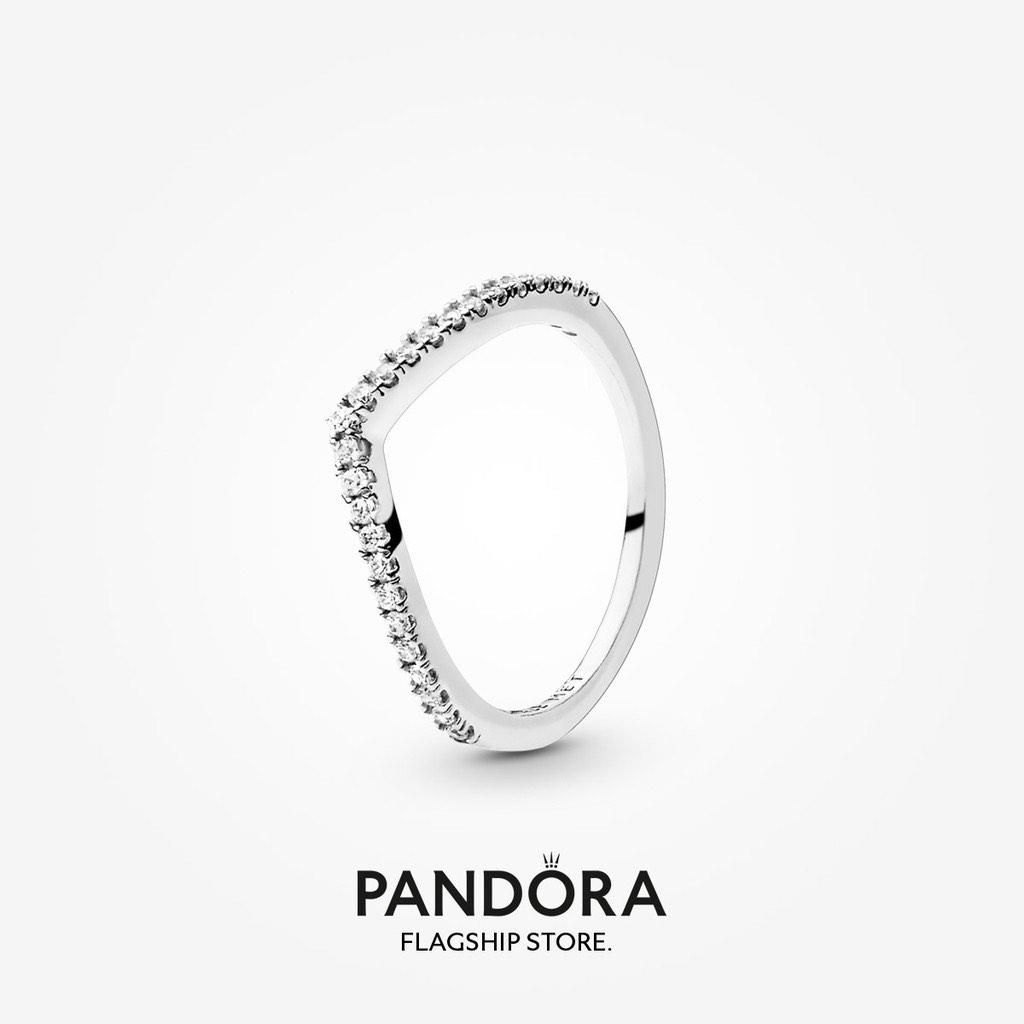 Sparkling wishbone top pandora ring