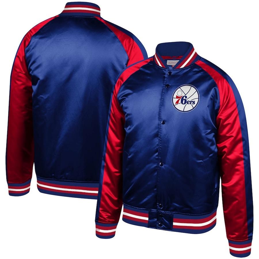 Philadelphia 76ers Mitchell Ness Hardwood Classics Colorblock Satin Raglan Full Snap Jacket Royal Carousell