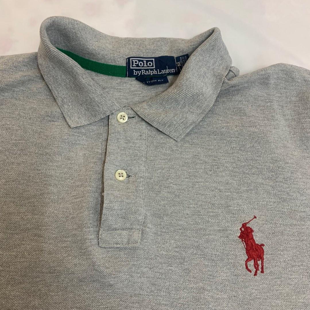 Grey polo shirt sale with red horse
