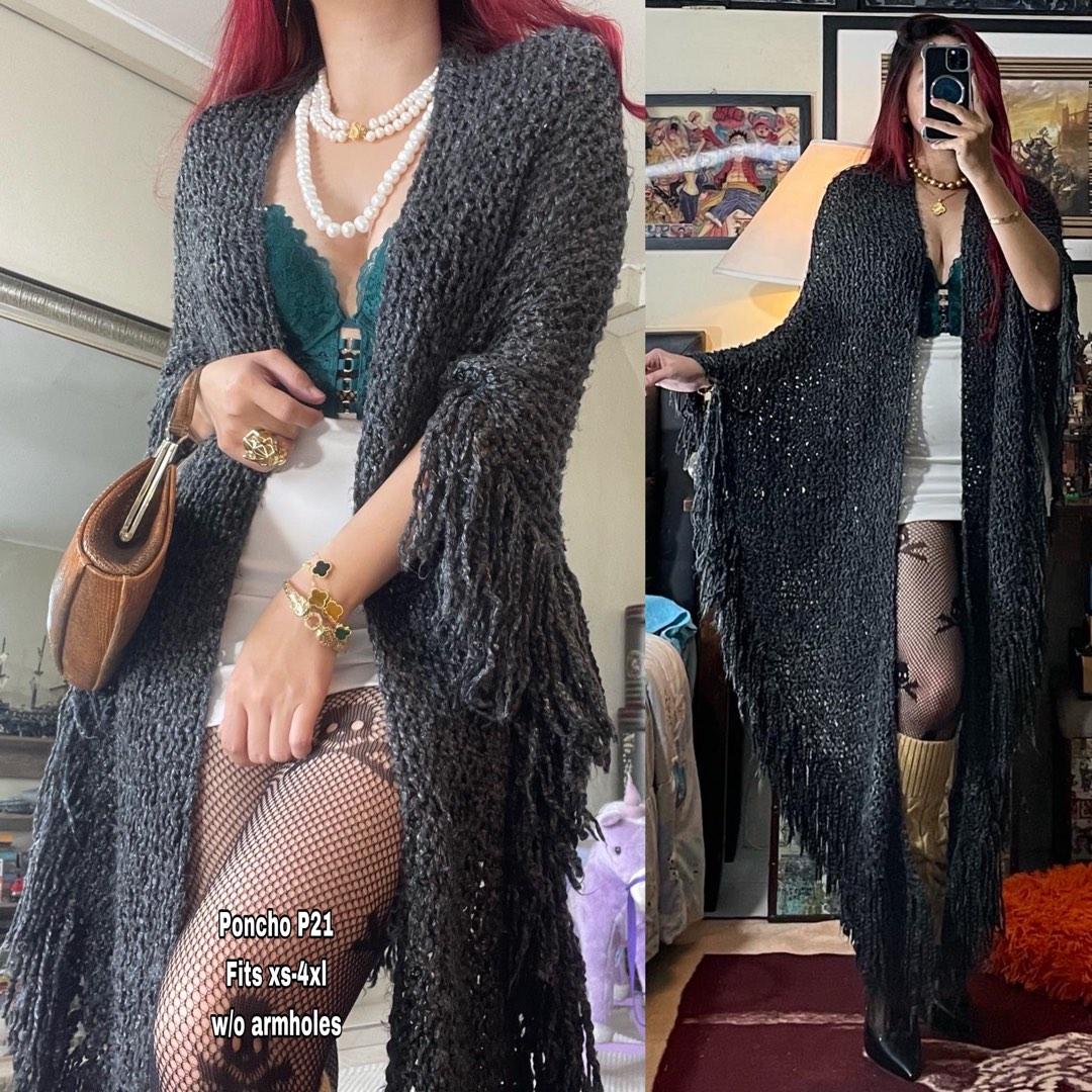 Poncho cardigan cape crochet cape cover up Women s Fashion Coats Jackets and Outerwear on Carousell
