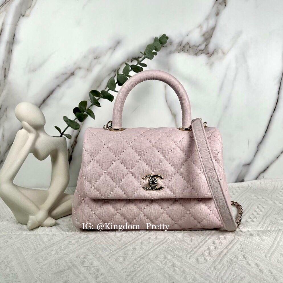 Coco Handle Flap Bag 19cm Pink Grained Calfskin Gold Hardware main image 0
