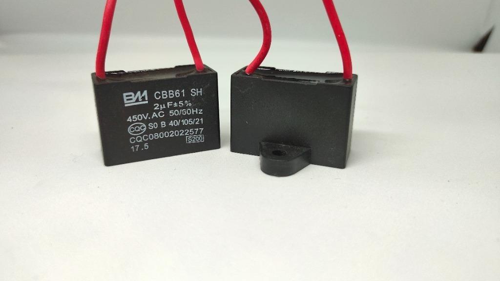 READY STOCK CBB61 Fan Capacitor 2uF AC 450V/250V 50/60Hz 2 Wire, TV