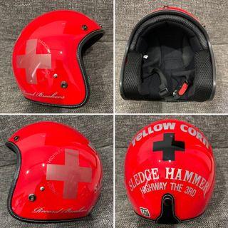 Red helmet open face