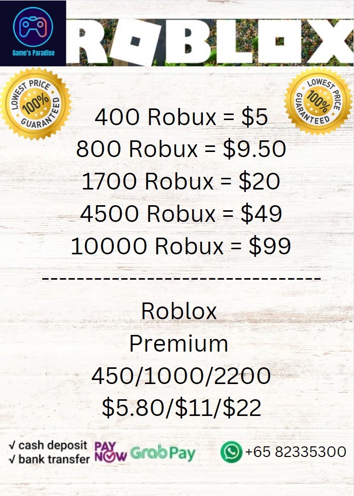 Robux Top-Up (SAFEST+CHEAPEST), Video Gaming, Gaming Accessories, In-Game  Products on Carousell