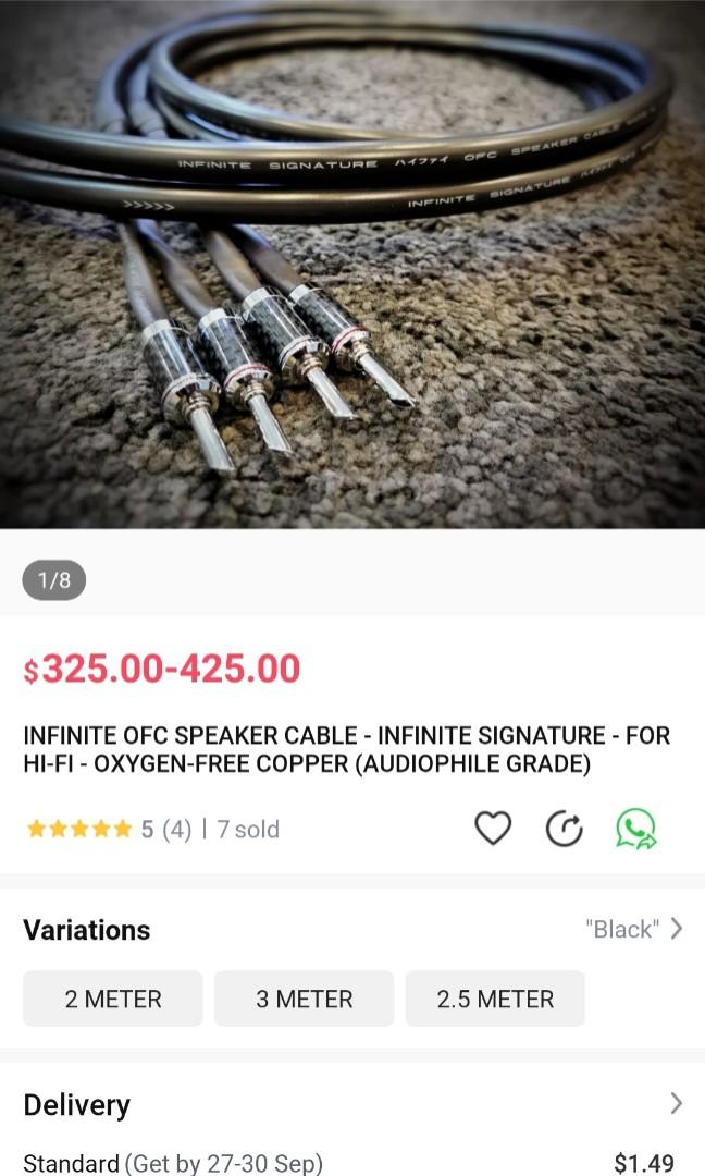 Pair of audiophile grade speaker cable 2m, Audio, Other Audio