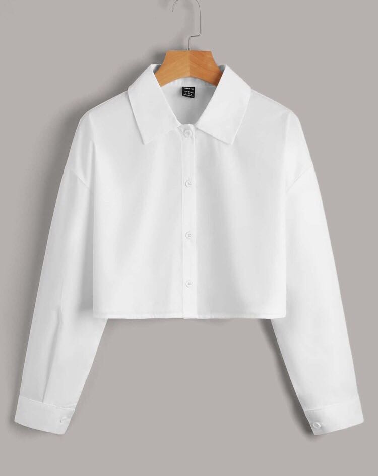 Collar polo long sleeve 2025 crop top