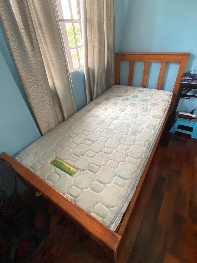 Single Bed Malaysian Wood, Furniture & Home Living, Furniture, Bed