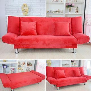 Sofa Bed Red Elegant 3 Seater