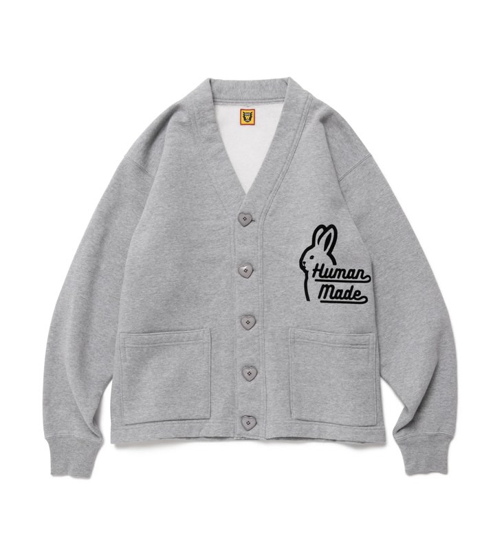 SS22 Human Made rabbit sweat cardigan (Gray) size L, 男裝, 外套及