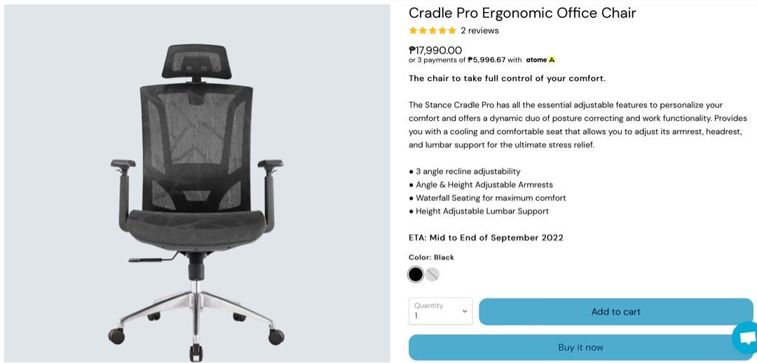 Cradle Pro Ergonomic Chair x Stance Philippines 