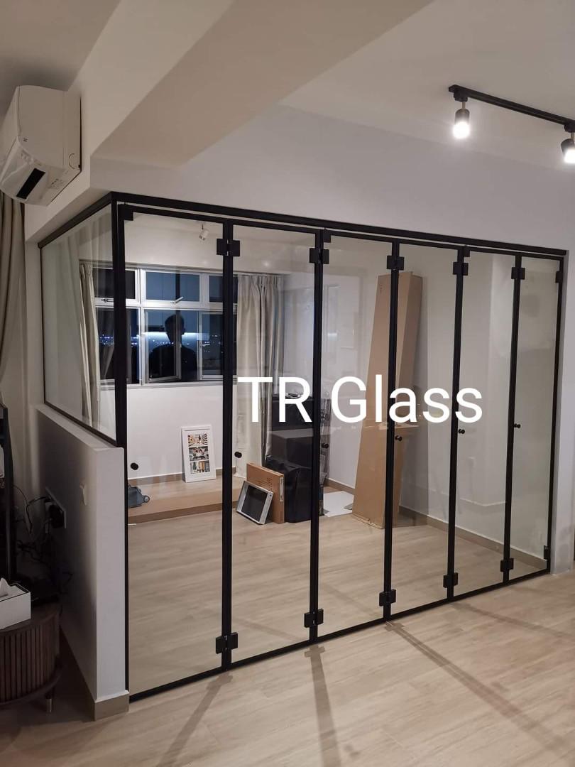 Tempered Glass Bifold Door Frameless, Home Services, Others on Carousell