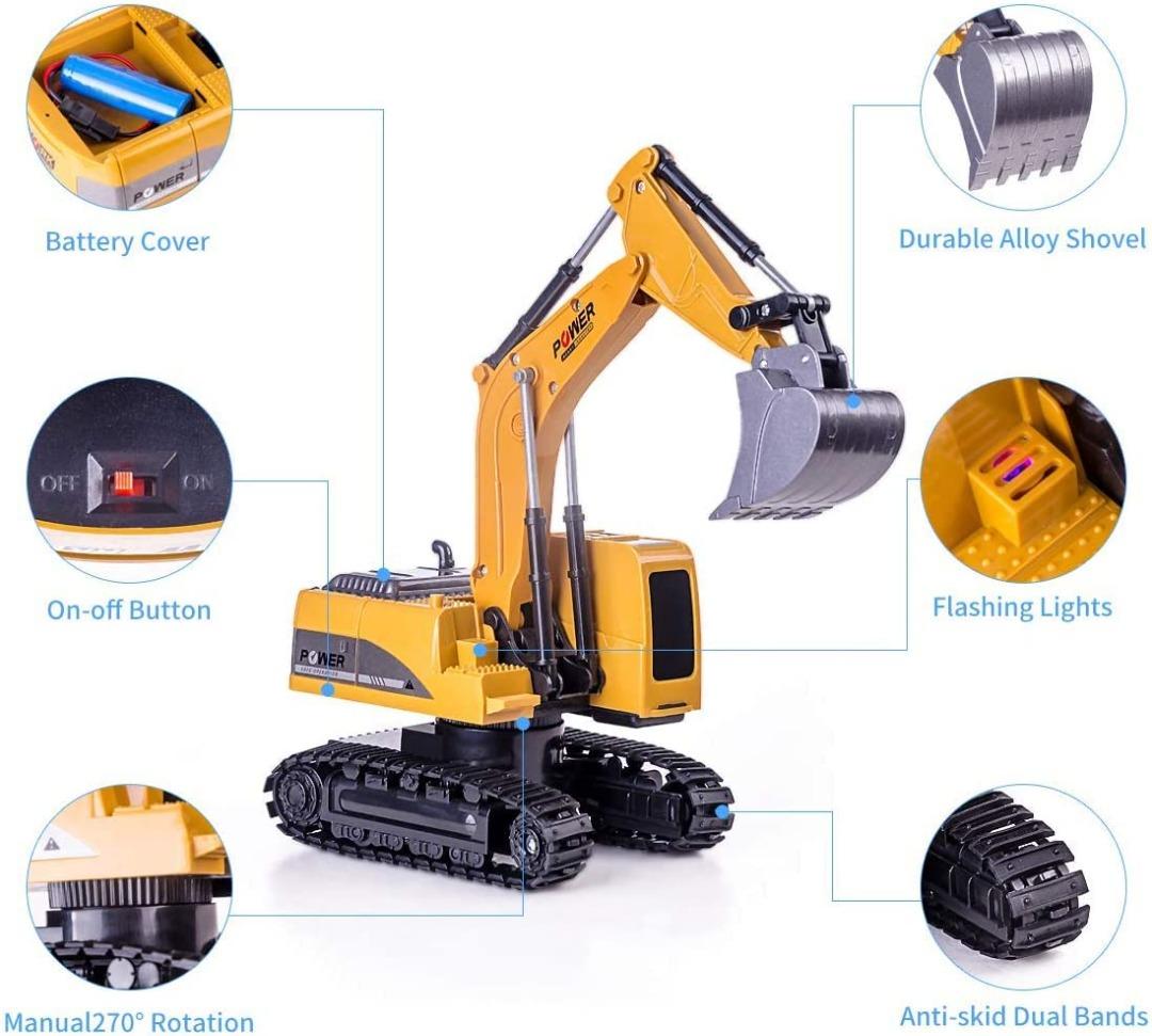 Thedttoy Toy Digger Remote Control Digger Construction Vehicle Toys RC