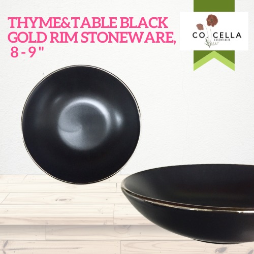 Thyme and Table Black Gold Rim Stoneware 89"/ Stoneware Dinnerware