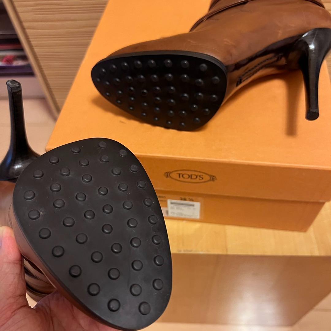 義大利正品 TOD’S 咖啡色小牛皮高跟踝靴．高跟短靴(正品．九成新)