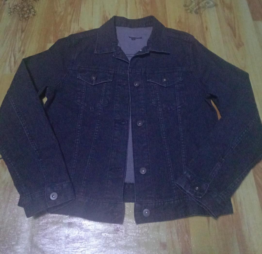 Uniqlo Black Denim Jacket, Women's Fashion, Coats, Jackets and