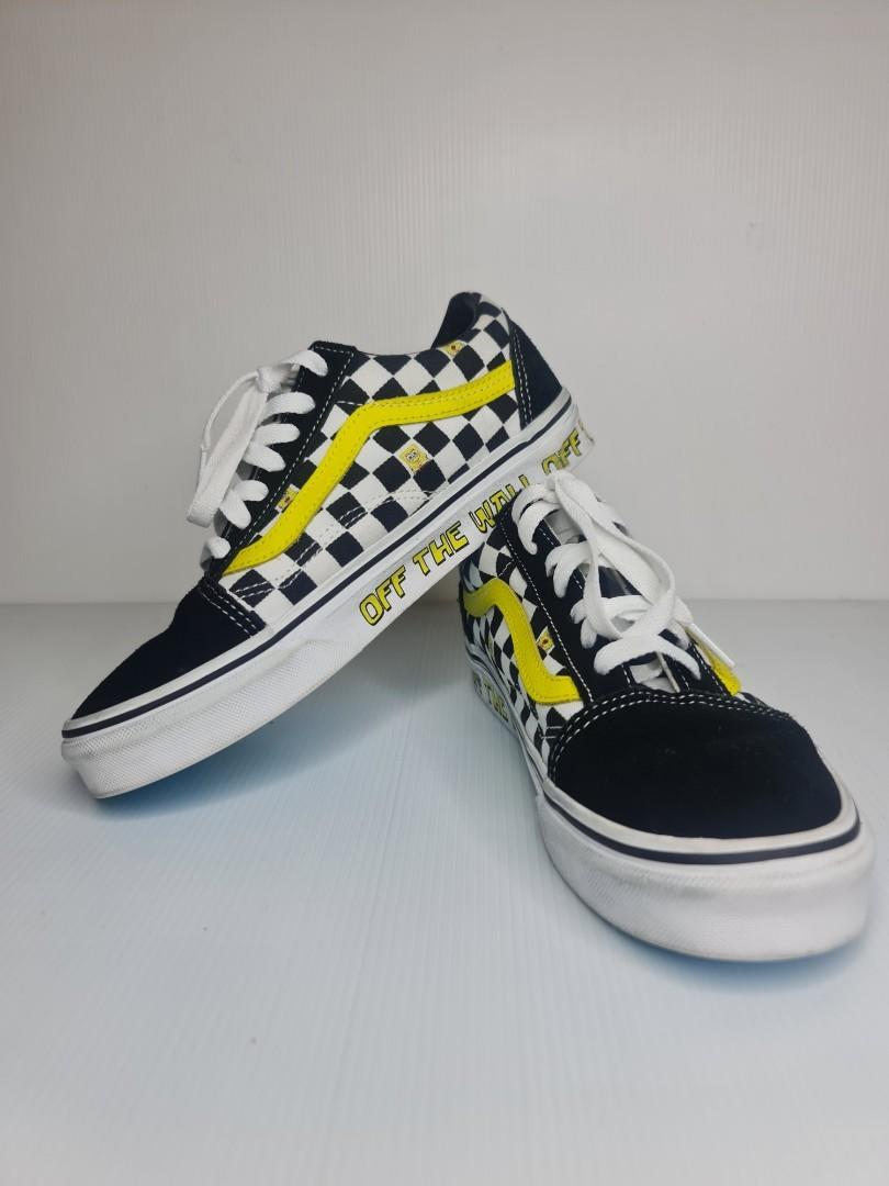 Black and yellow clearance checkered old skool vans