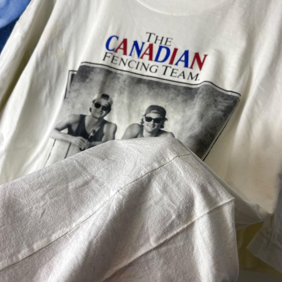 Vintage 90s Canadian Fencing Team White Tee, Men's Fashion, Tops & Sets