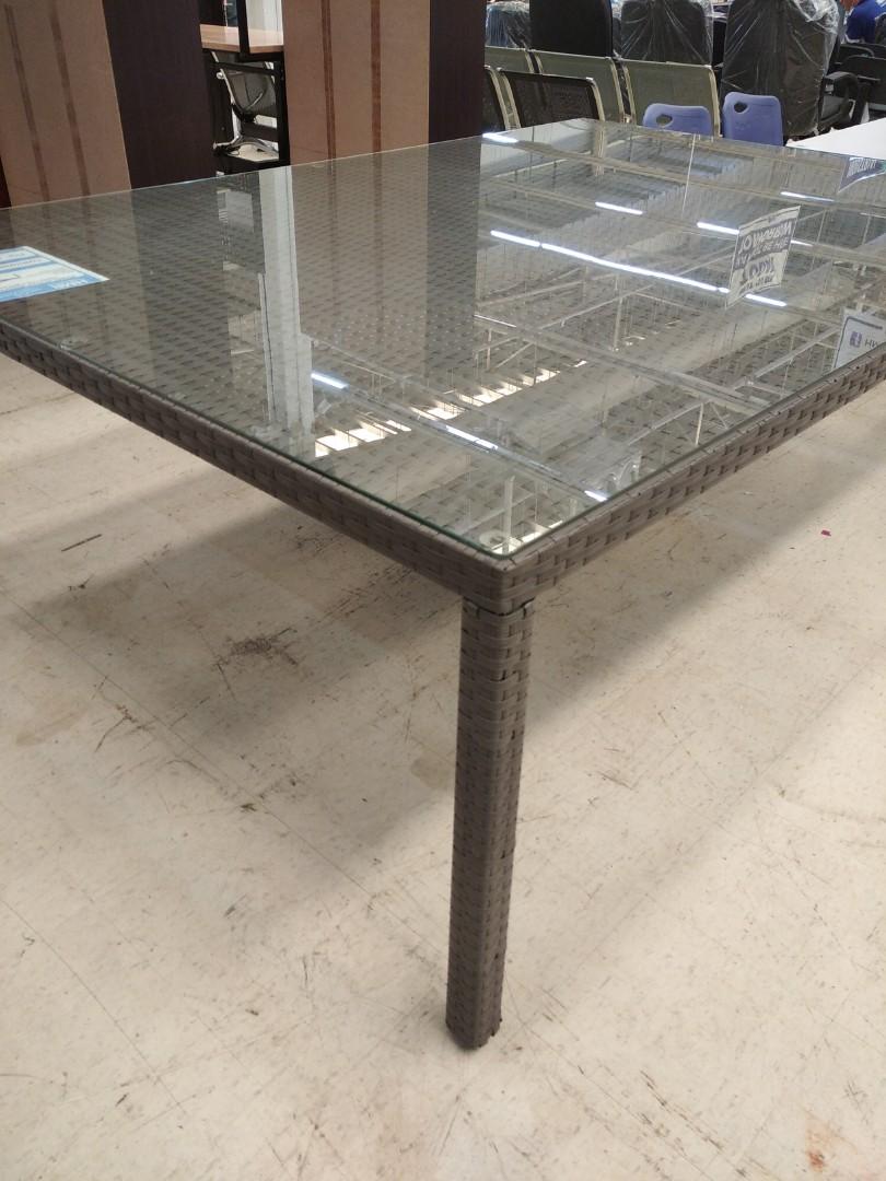 Wicker Rattan Dining Table Glass Top, Furniture & Home Living, Outdoor