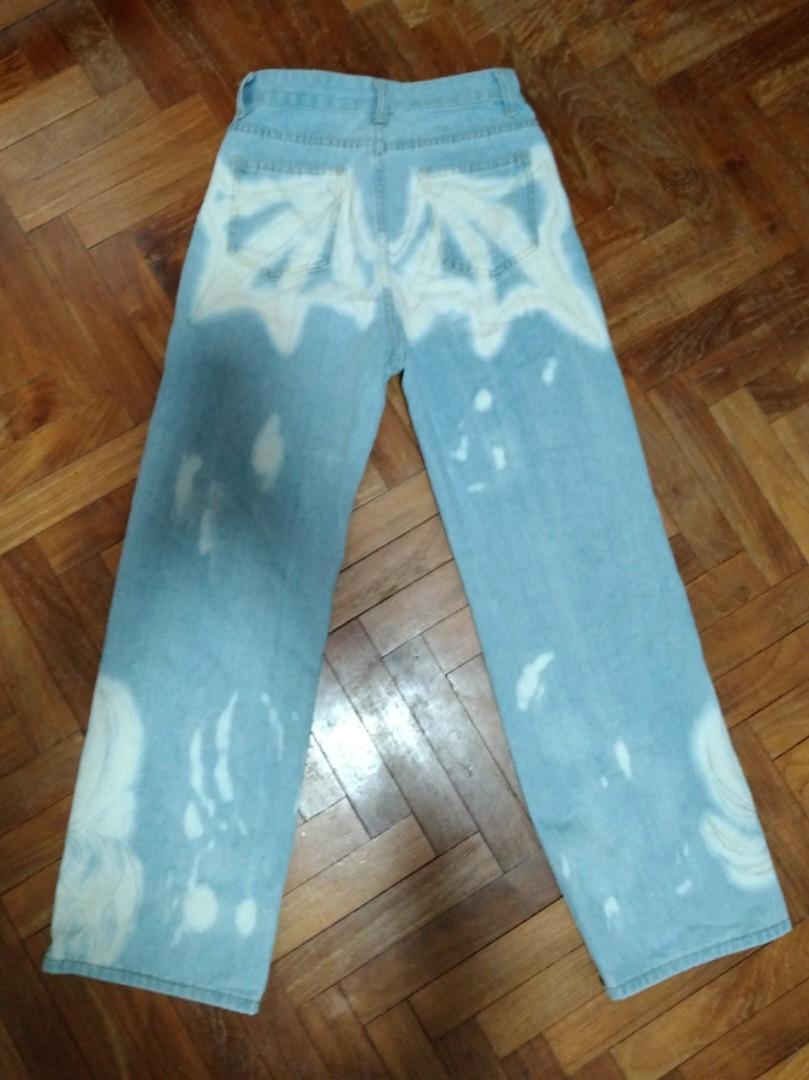 y2k bleached ripped baggy jeans, Women's Fashion, Bottoms, Jeans
