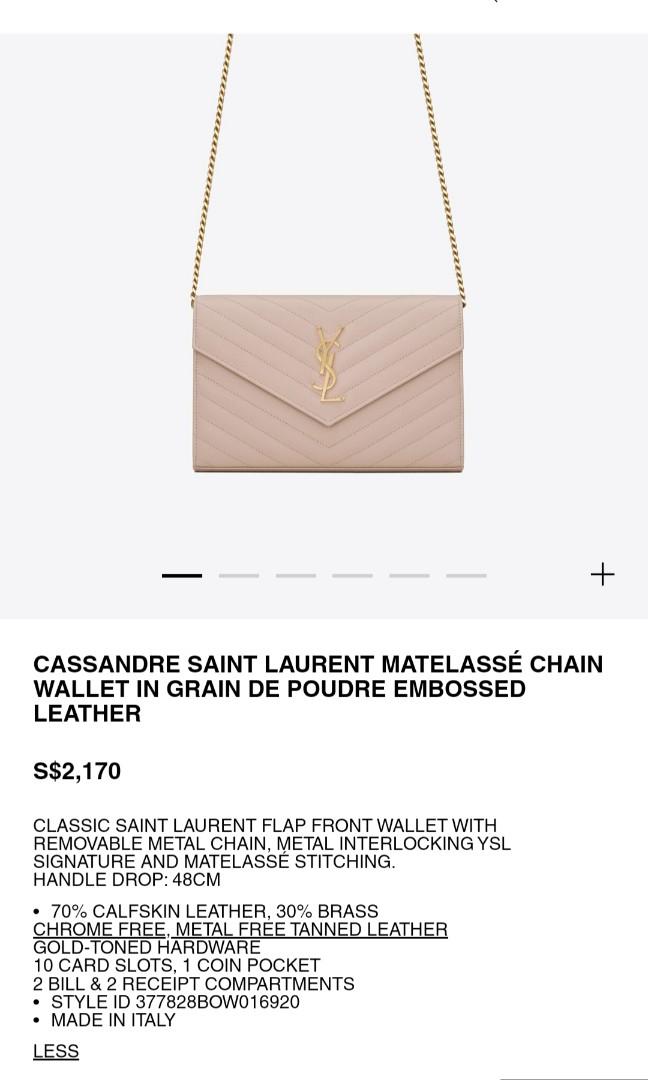 YSL large walletonchain WOC Pale Blush, Luxury, Bags & Wallets on