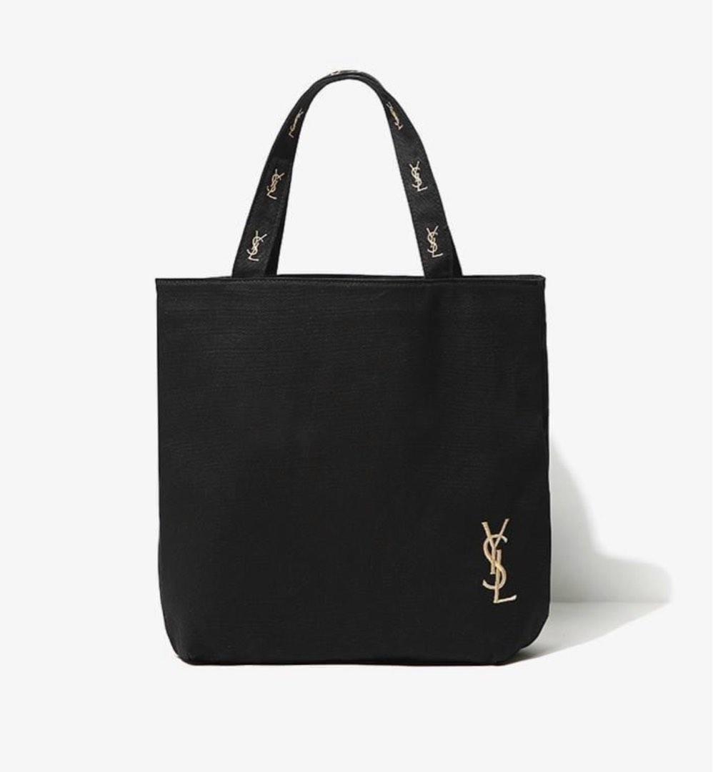 YSL Yves Saint Laurent 黑色帆布袋環保袋單肩袋購物袋tote bag