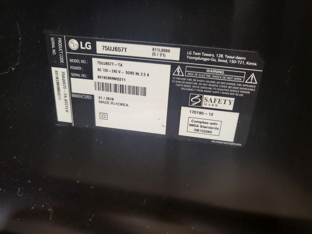 75 inch lg TV. Screen flickering., TV & Home Appliances, TV