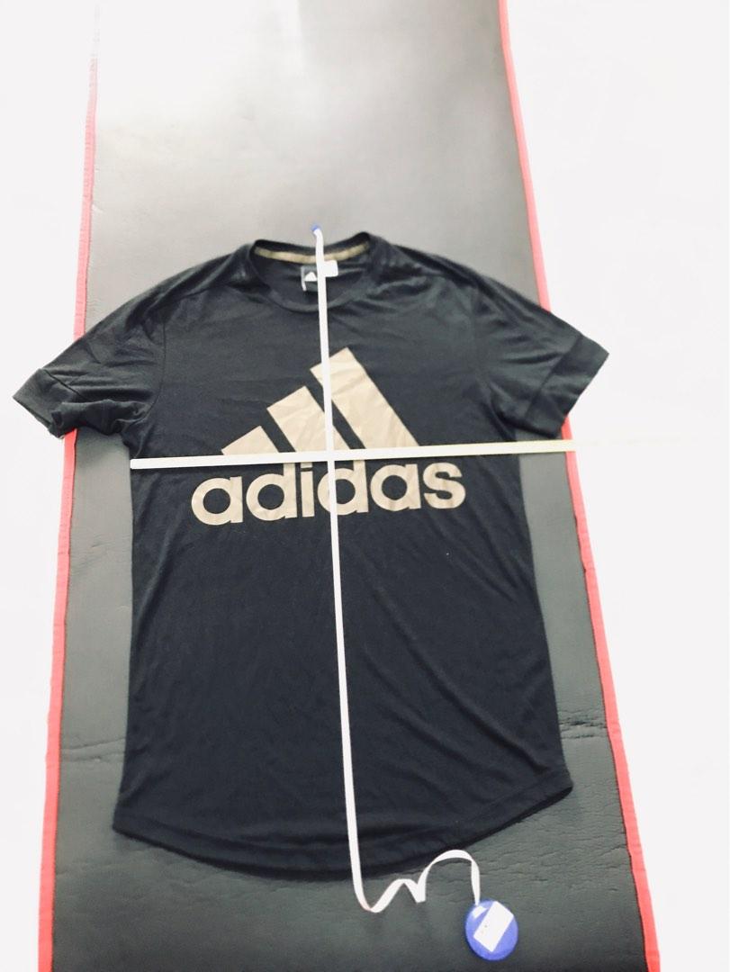 Adidas black tshirt with gold color logo, Men's Fashion, Tops & Sets