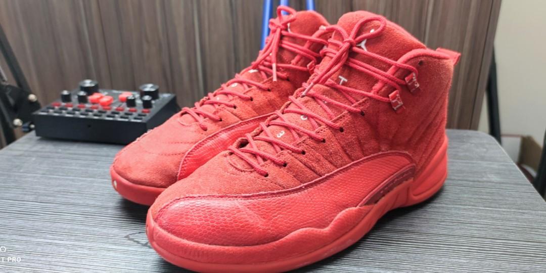 Jordan 12 red suede hot sale