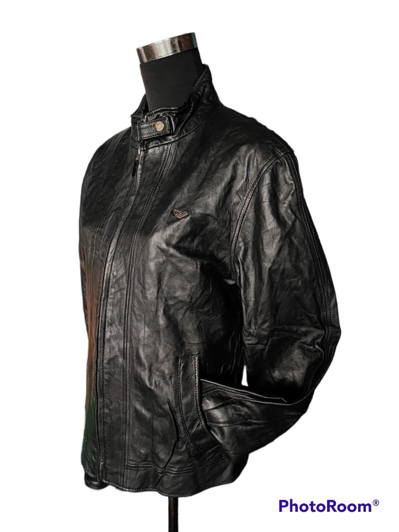 AUTH GIORGIO ARMANI LEATHER JACKET, Men's Fashion, Coats, Jackets and  Outerwear on Carousell
