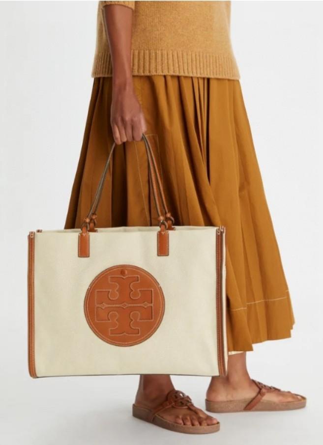 Tory burch ella large canvas tote on sale