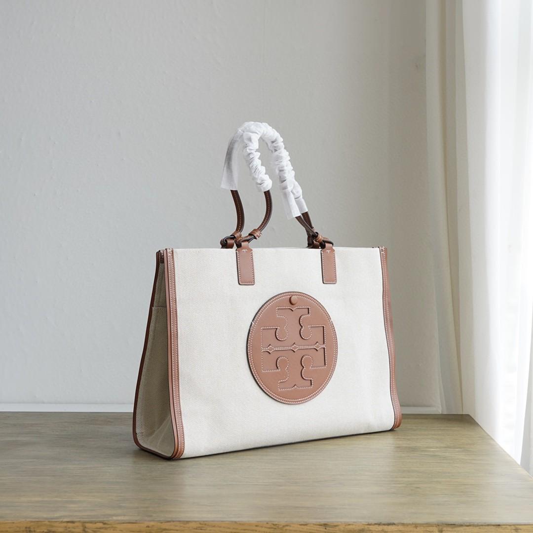 Authentic tory burch ELLA Women s Large Canvas Tote Bag Women s Fashion Bags Wallets Tote Bags on Carousell