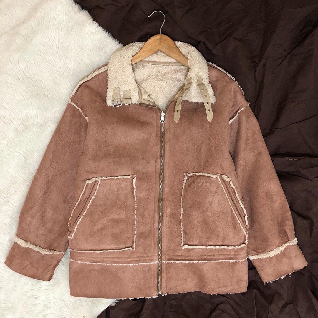 Aviator sherpa jacket, Women's Fashion, Coats, Jackets and Outerwear on