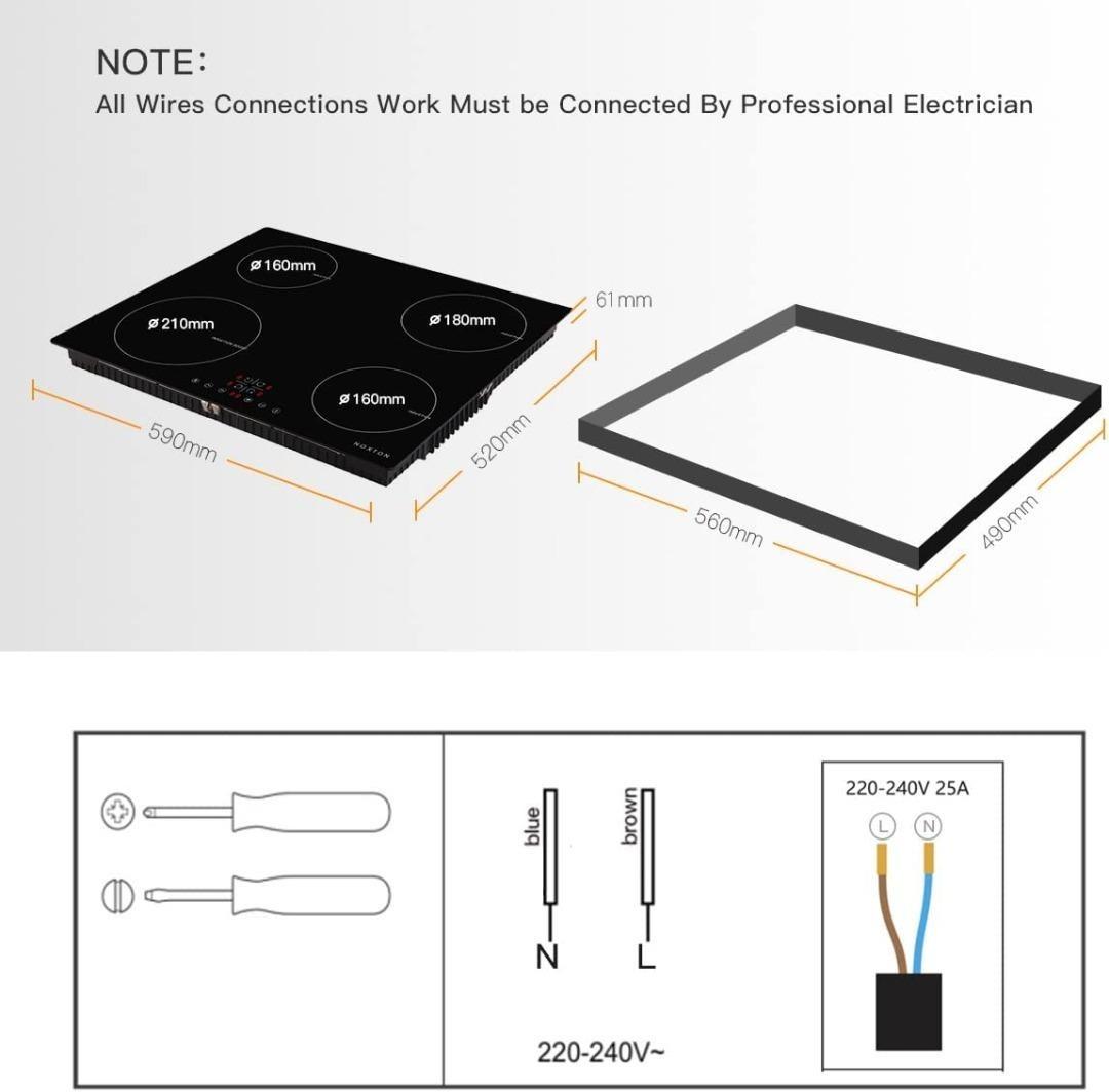 [B2029] NOXTON 4 Zone Induction Cooktops with Boost, Builtin Black