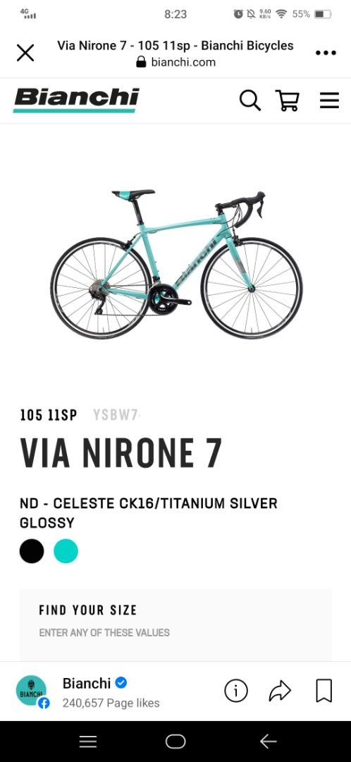 Bianchi size chart road bikes best sale