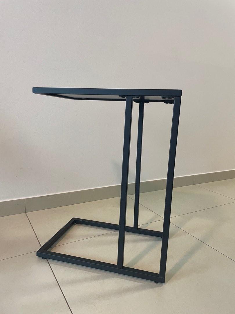 Black metal Cshaped side table, Furniture & Home Living, Furniture