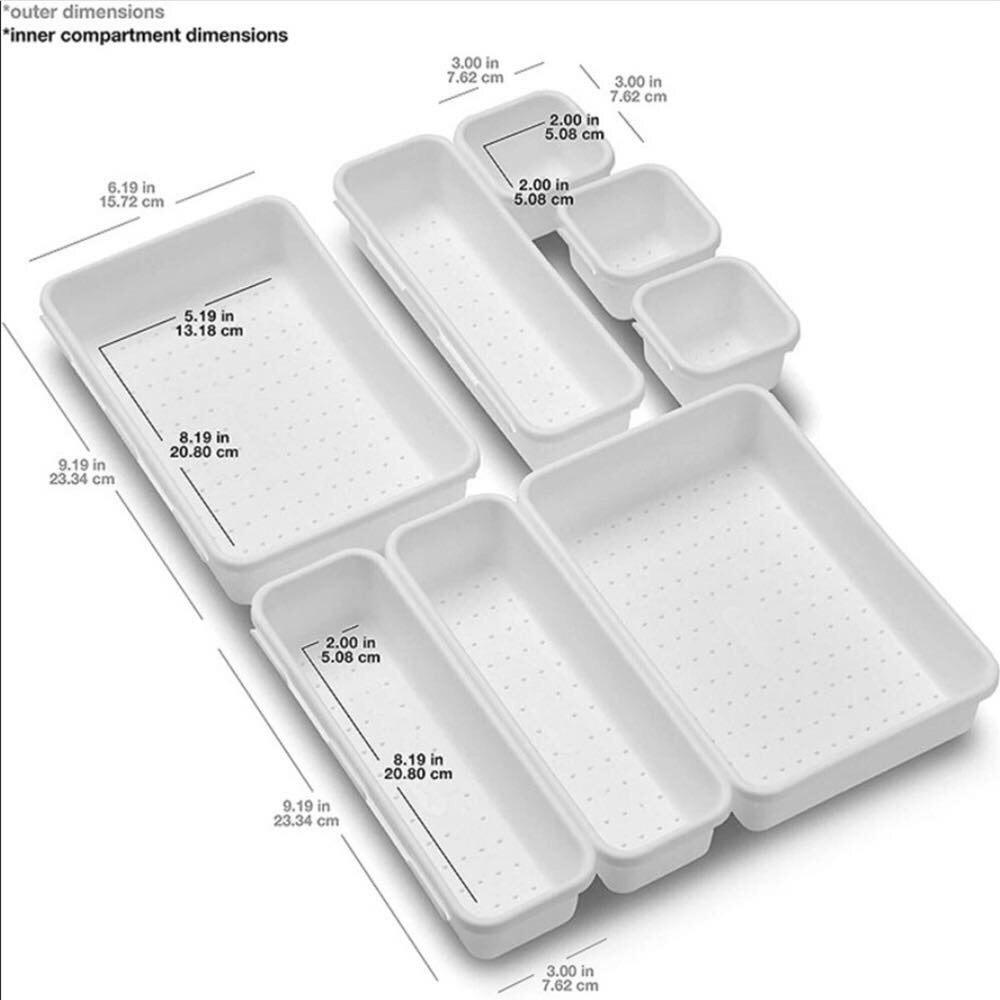 BUDOL 8Pcs Interlocking Desk Drawer Organizer Tray Dividers Shallow